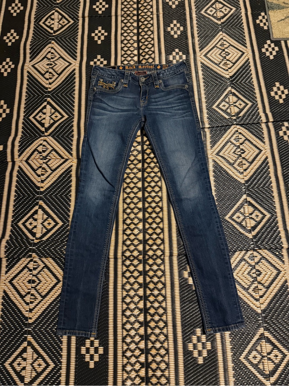 Rock Revival Women’s Blue Skinny Jeans size 29, inseam 33